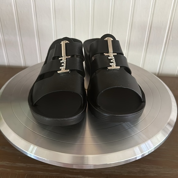New! Soft Walker Black Slip On Platform Wedge Sandals sz 8 - Picture 5 of 11